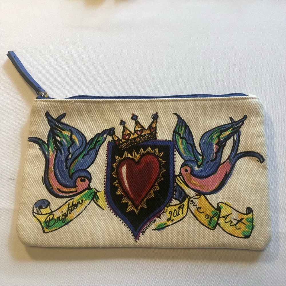 Brighton Canvas Painted 2019 Love of Art Zipper Cosmetic Bag